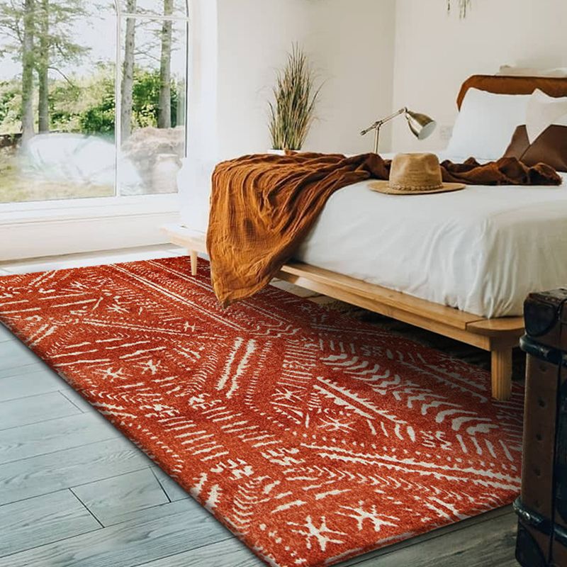 Relaxing Geometric Print Rug Red Polypropylene Indoor Rug Anti-Slip Backing Pet Friendly Easy Care Area Carpet for Room