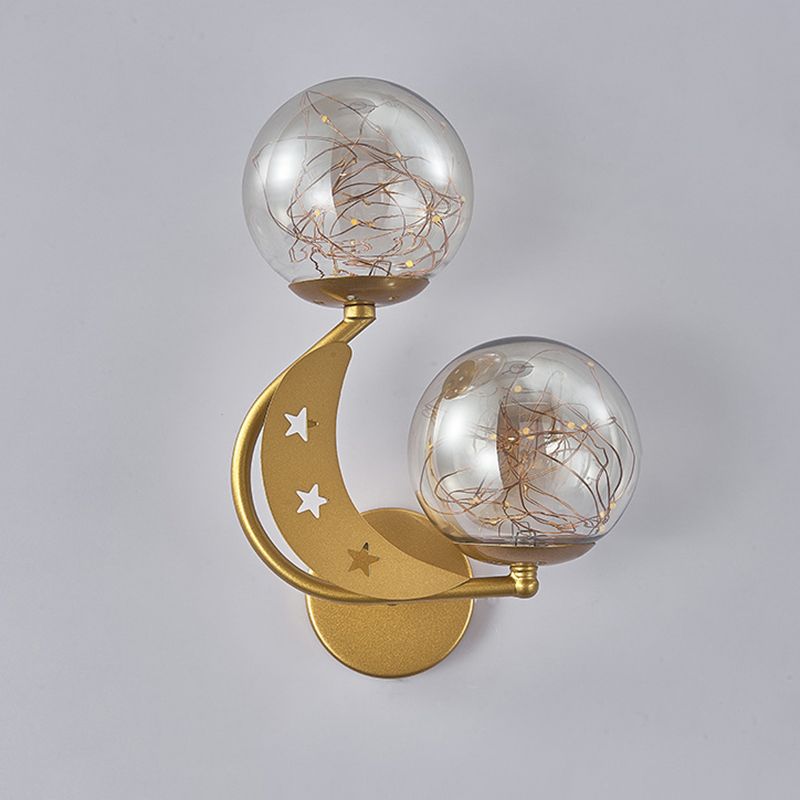 Modern Romantic LED Wall Lamp Wrought Iron Babysbreath Wall Sconce with Glass Shade