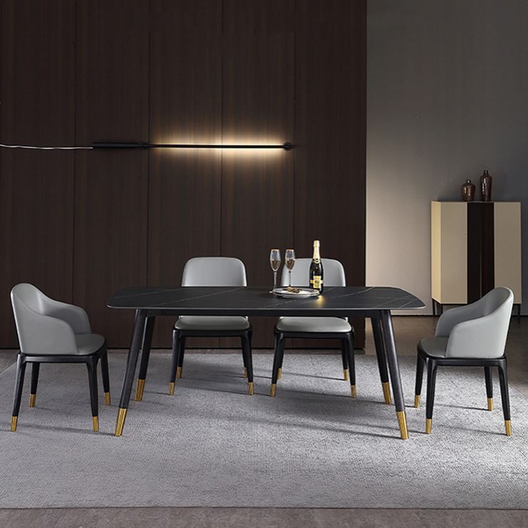 Designer Style Rectangle Dining Set 1/2/5/7 Pieces Sintered Stone Top Wooden Table Set