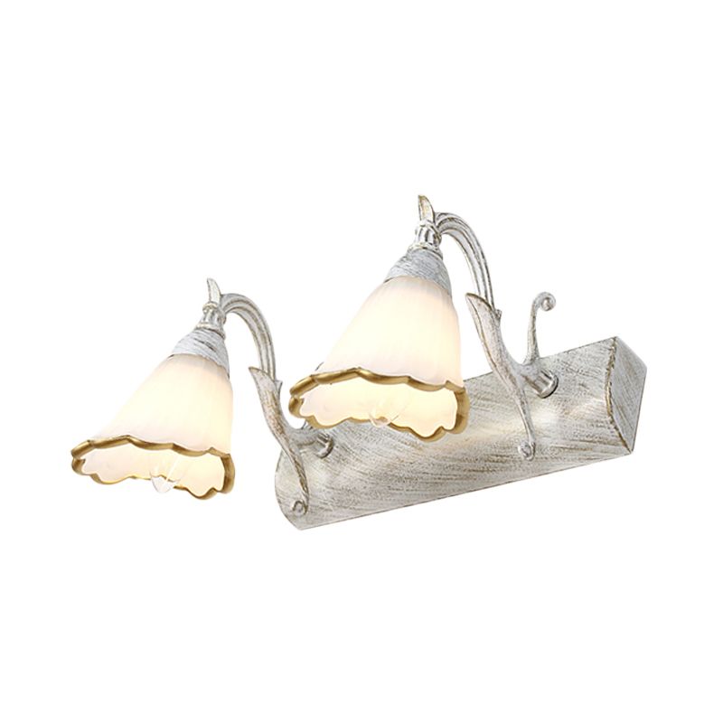 Lampada da parete del bagno del bagno Classic Opal Glass 2/3/4 Luci Bronzo/Luce di trucco bianco