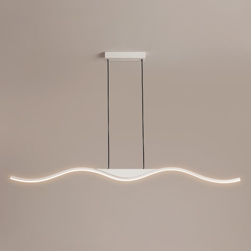 White Linear Kitchen Island Lighting Metal Square Ceiling Light for Living Room