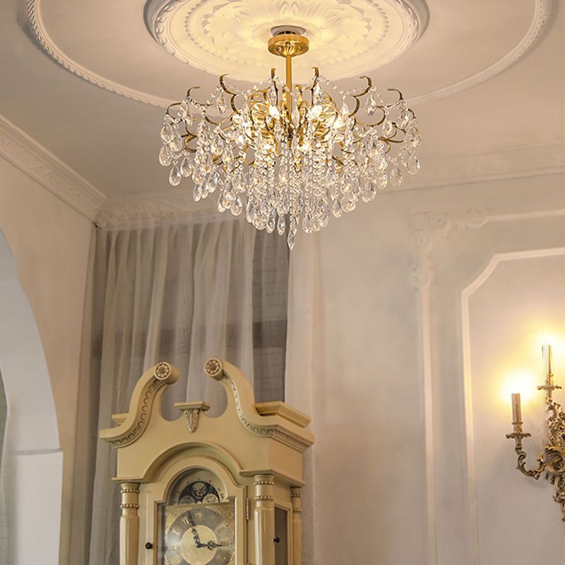 Traditional Crystal Chandelier Multi-Lights Bedroom Pendant Lamp (Without Hanging Chains)