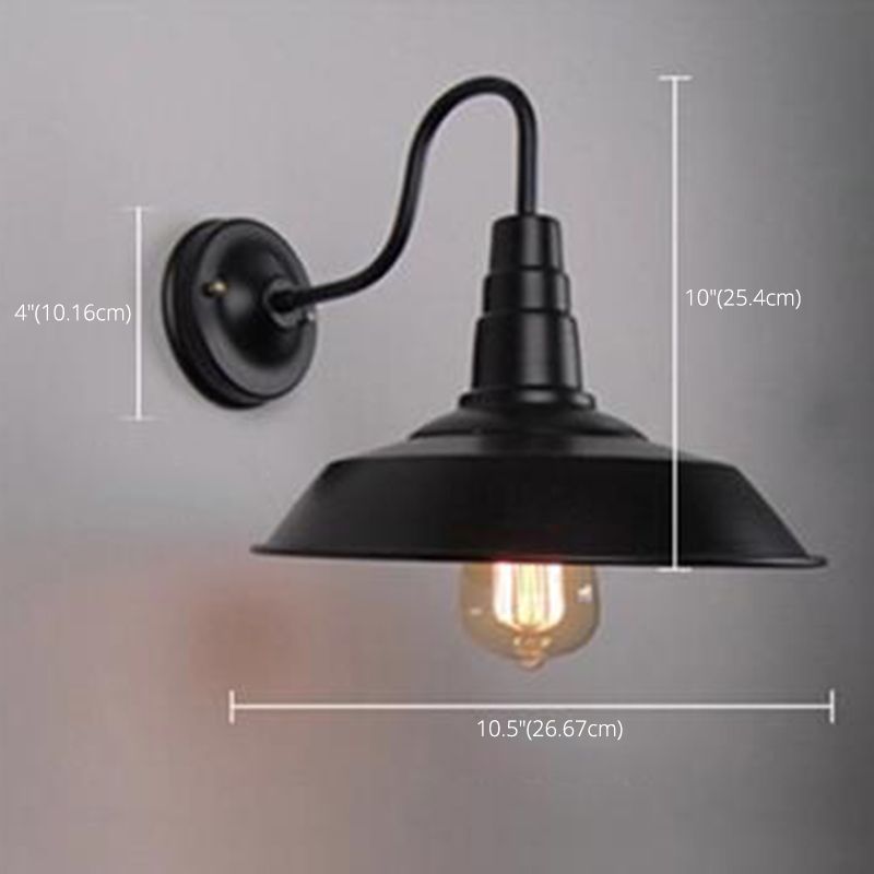 Retro Industrial Style Wall Sconce with Dome Shade Metal Gooseneck Arm Wall Light for Restaurant