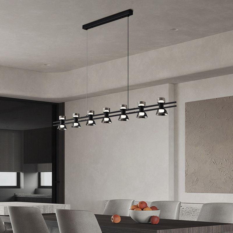 Contemporary Glass LED Hanging Pendant Lights in Black for Dining Room