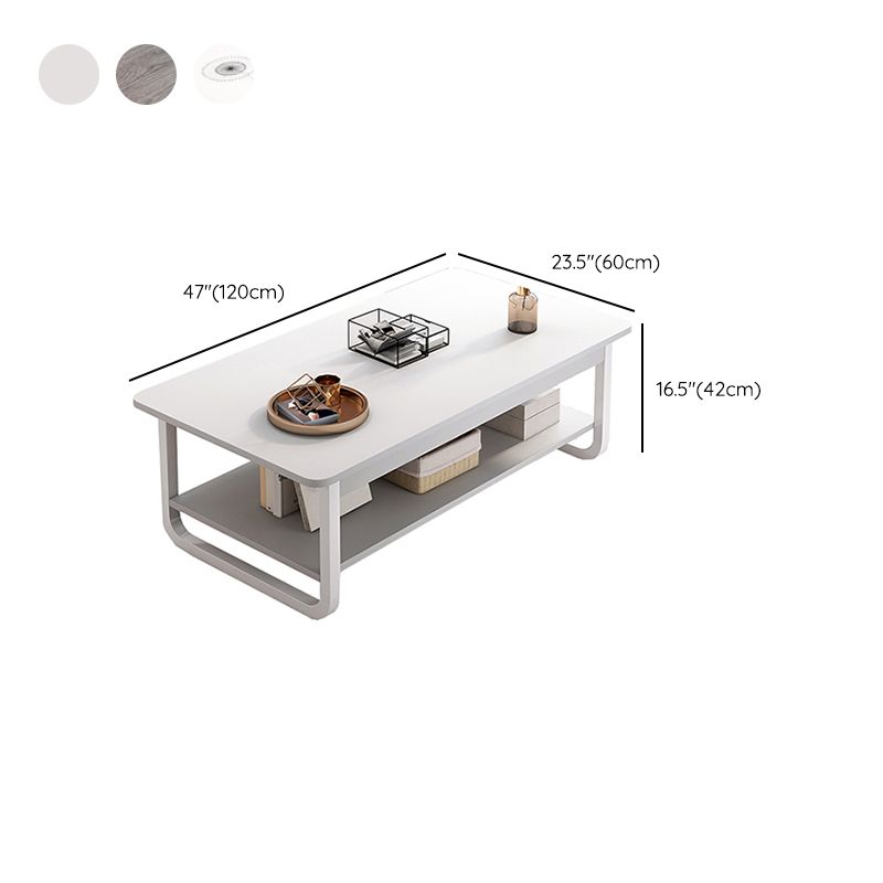 4 Legs Storage Coffee Table Set Modern Wood Rectangle Coffee Table