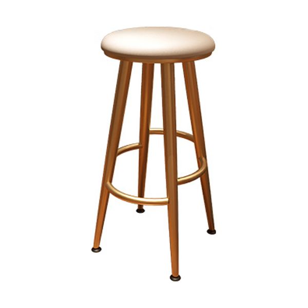 Round Faux Leather Dining Stool Backless Bar Stool with Metal Base