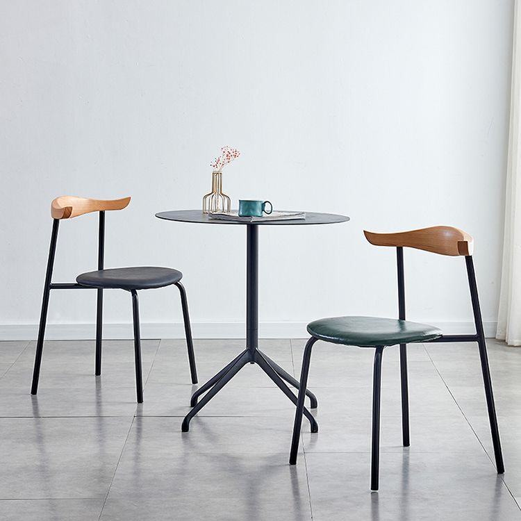 Chaises sans bras de salle à manger contemporaines en métal, chaise latérale de salle à manger à dossier ouvert pour restaurant