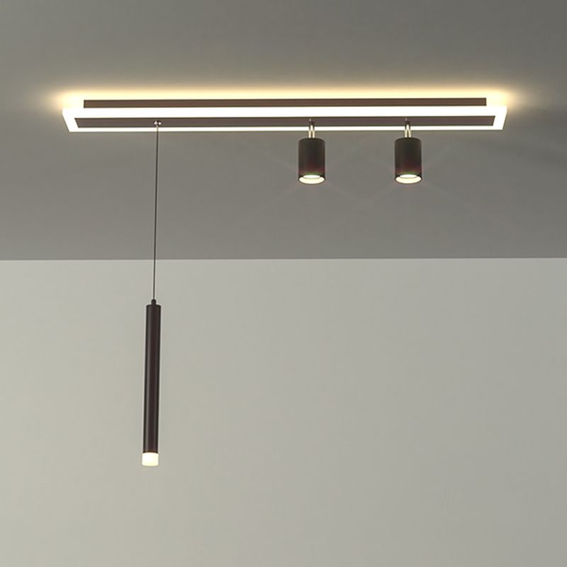 LED Modern Flush Mount Metal Geometric Shape Ceiling Light with Acrylic Shade for Bedroom