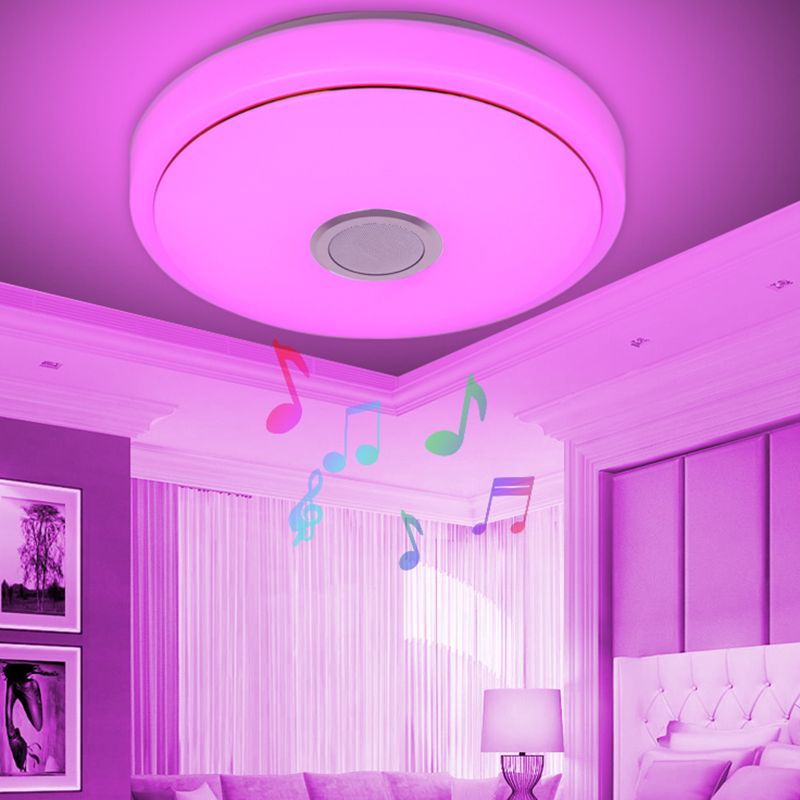 Simple Ceiling Light Fixture Acrylic Bluetooth LED Bedroom Ceiling Flush Mount in White