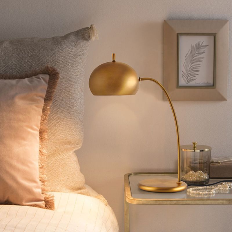 Metal Dome Nightstand Light Modernism 1 Light Brass Night Table Lighting for Bedroom