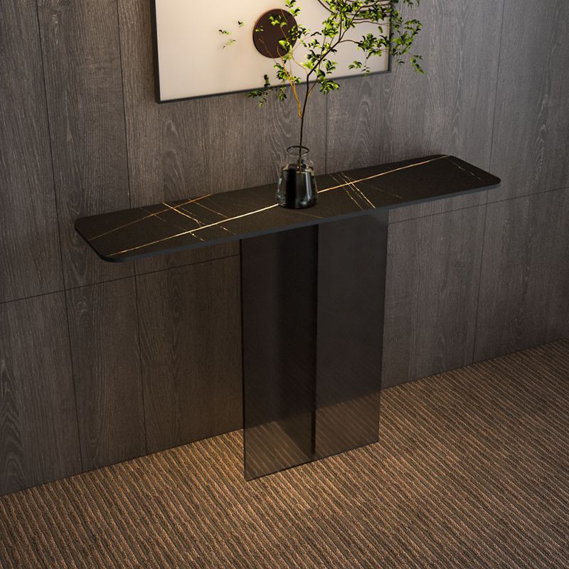Rectangle Shape Contemporary Console Table Gold/Black Stone Console Sofa Table