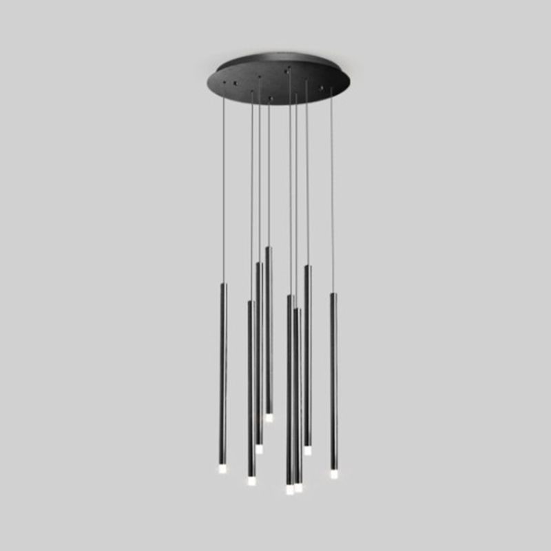 Metal Stick Shaped LED Pendant Simplicity Suspension Light Fixture for Spiral Stairs