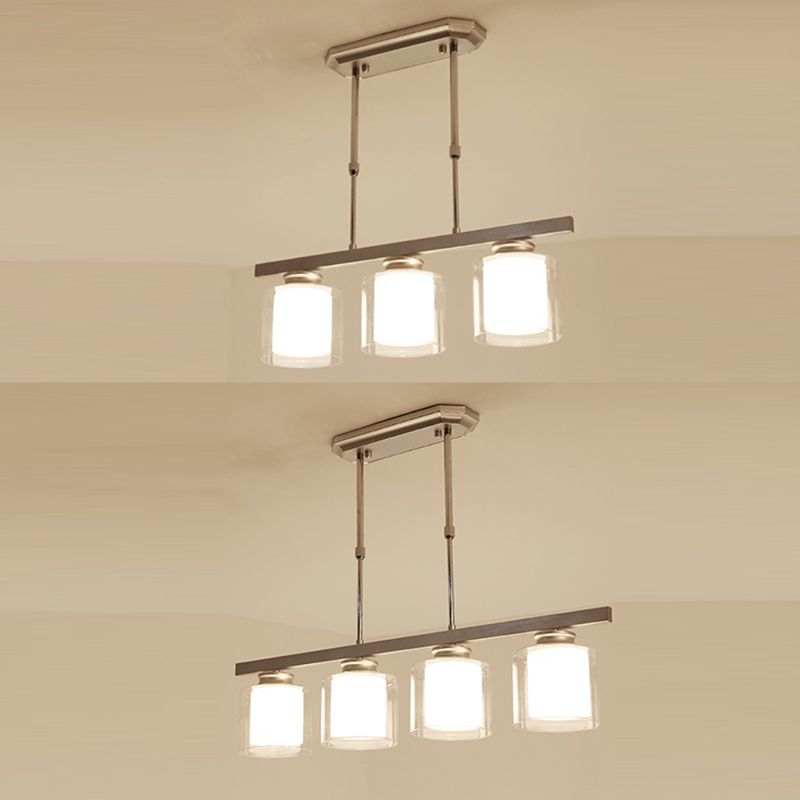 Cilíndrico de techo de la isla de vidrio lámparas de comedor industrial lámparas de la isla