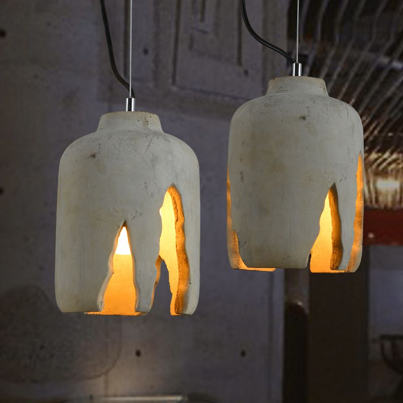 Cement 1-Light Hanging Lamp, Minimalist Gray Pendant Lighting for Living