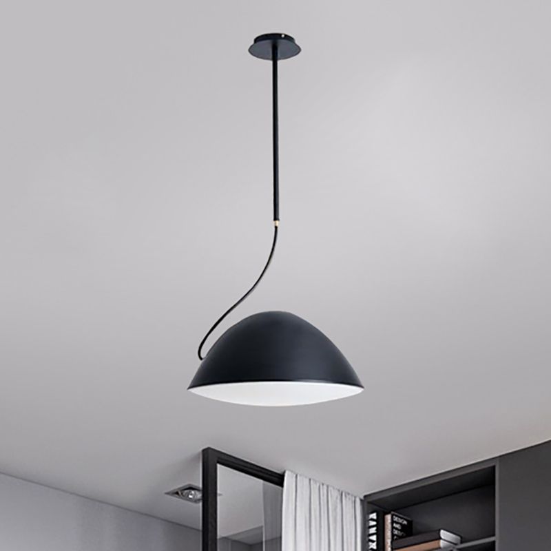 Luz de colgante colgante de domo negro/negro Metal contemporáneo 1 Luz de suspensión de luz para comedor