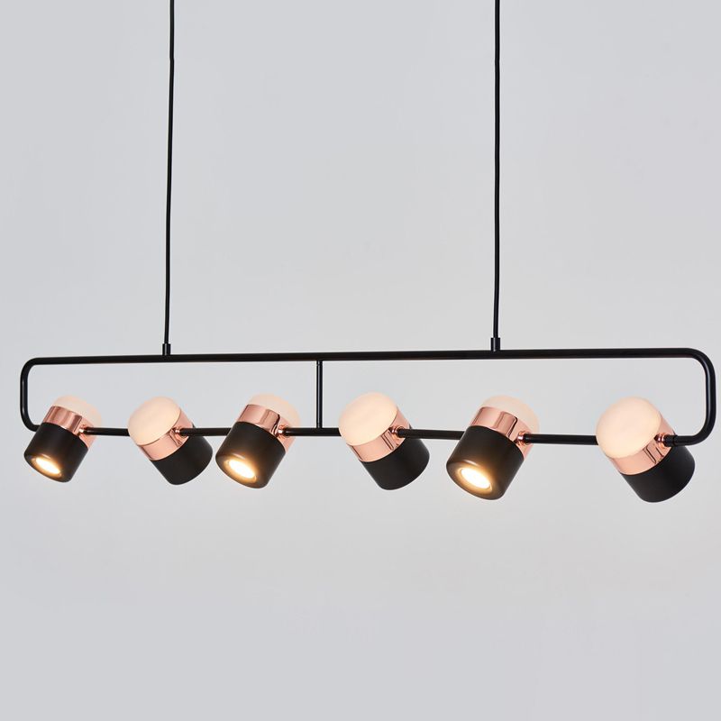 Modern Cylinder Island Light Fixture Multi-Head Restaurant Hanging Lamp with Acrylic Shade