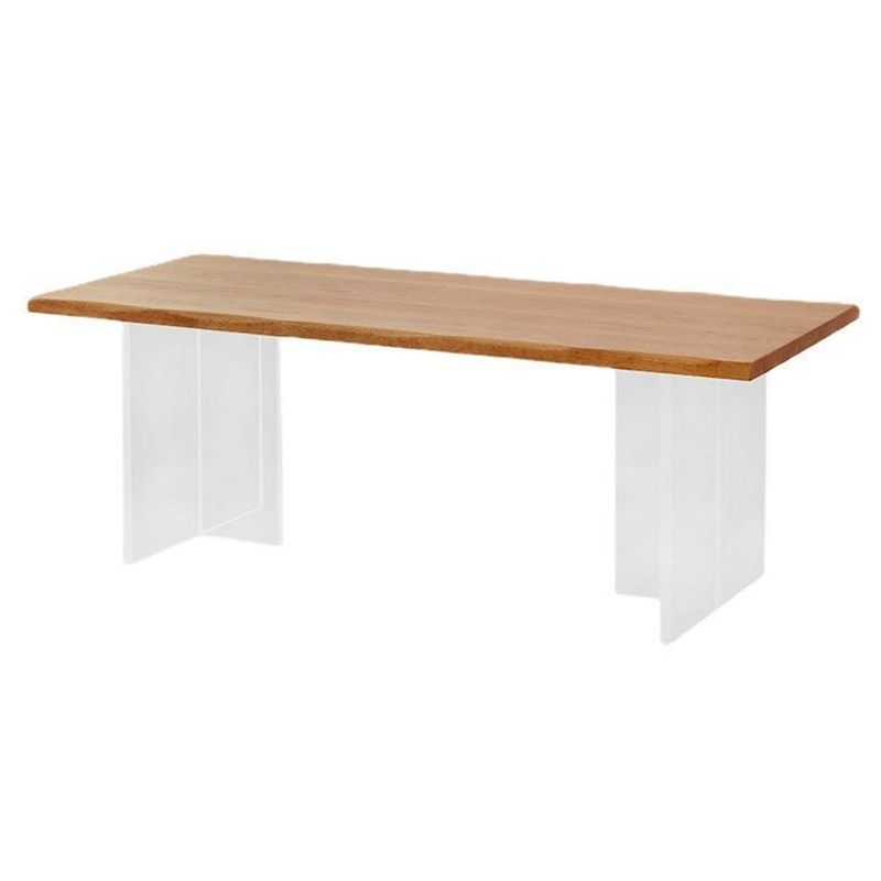 Rectangle Acrylic Base Dining Table Modern Pine Wood Table for Kitchen
