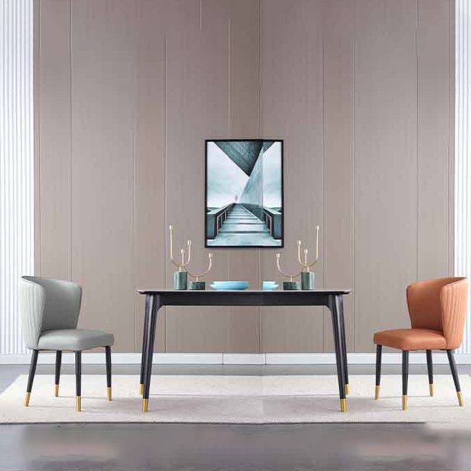 Orange and Gray Dining Chairs Glam Faux Leather Armless Side Chair