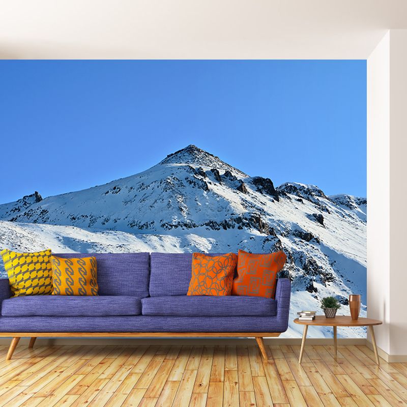 Modern Snowy Mountain Mural for Sitting Room Customized Wall Covering, Waterproofing
