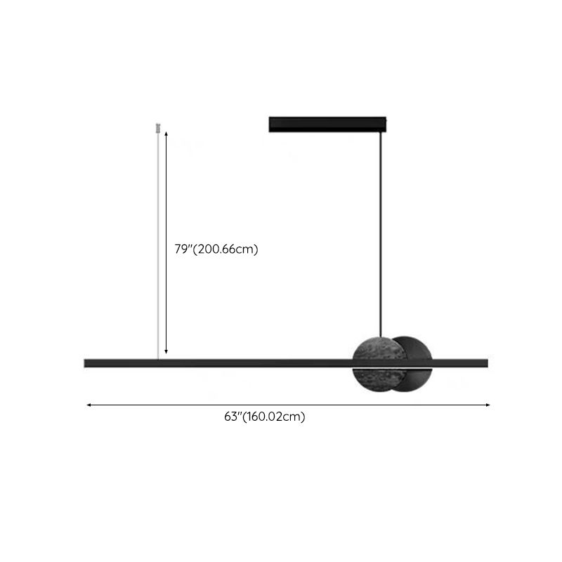 Linear Shape Hanging Island Lights Modern Chandelier Light Fixture in Black