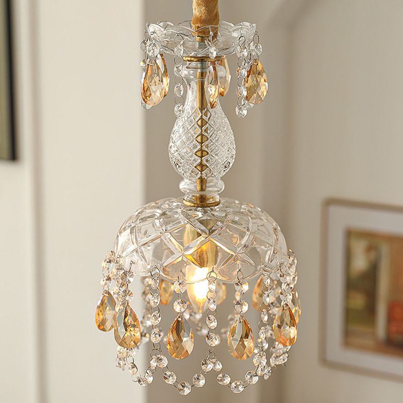 Moderner Stil einzigartiger Schatten hängend hängendes Glas 1 hängende Lampe mit Kristall