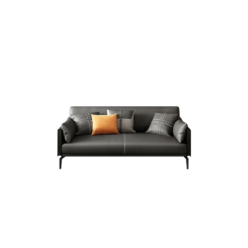 Contemporary Genuine Leather Square Arm Sofa Standard Sofa for Living Room