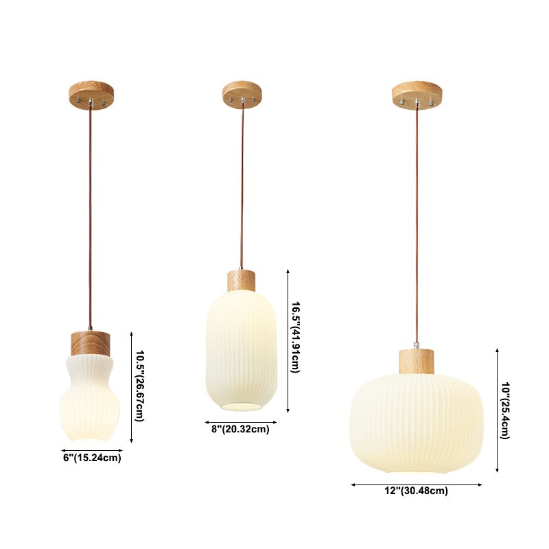 Lumières suspendues en verre Style moderne 1 Light suspendu montage de montage avec bois pour salle à manger