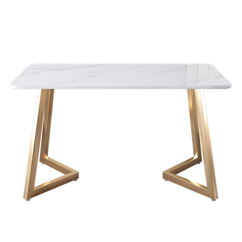 Glam Iron Dining Table Set 1/2/5/6 Pieces Rectangle Dinette Set with Sintered Stone Top