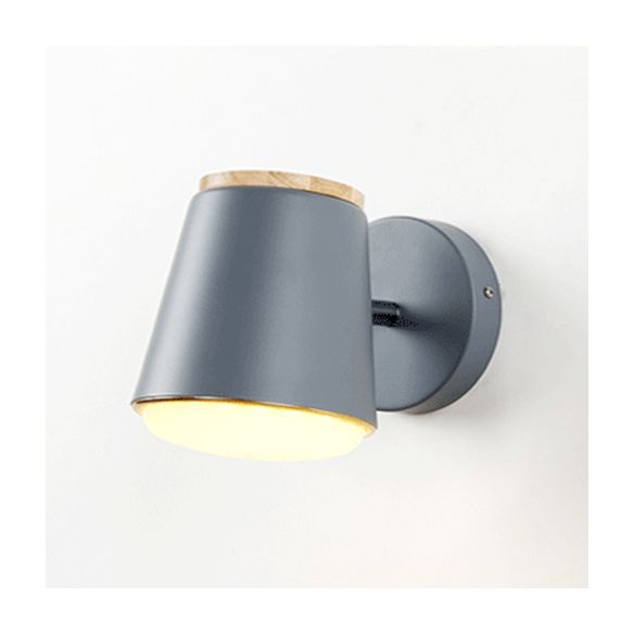 Tapered Wall Light Fixture Macaron Metal 1 Light Sconce Light in Pink/Grey/Green for Bedroom