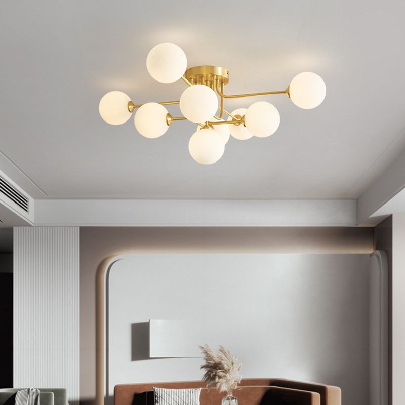 Glass Ball Shape Flush Ceiling Light Modern Style Multi Lights Flush Mount Lighting