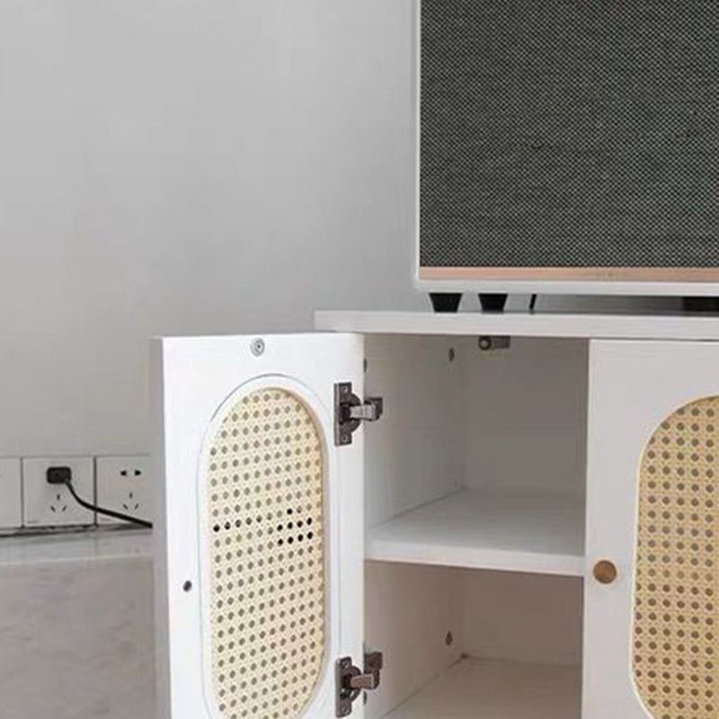 Contemporary Lower Shelf Nightstand Rattan Bedside Cabinet for Bedroom