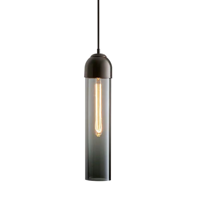 Modernity Tubular Hanging Pendant Light Glass 1-Light Dining Room Suspension Lamp