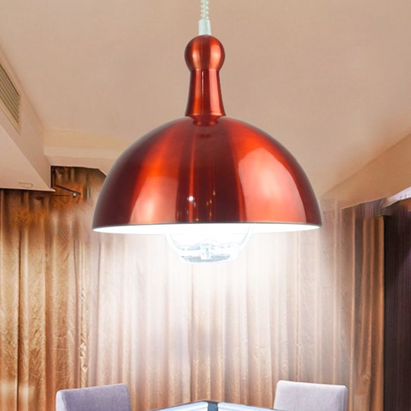 Macaron Hemispherical Suspension Lighting Metal 1-Light Dining Room Pendant Light with Pull Down Handle