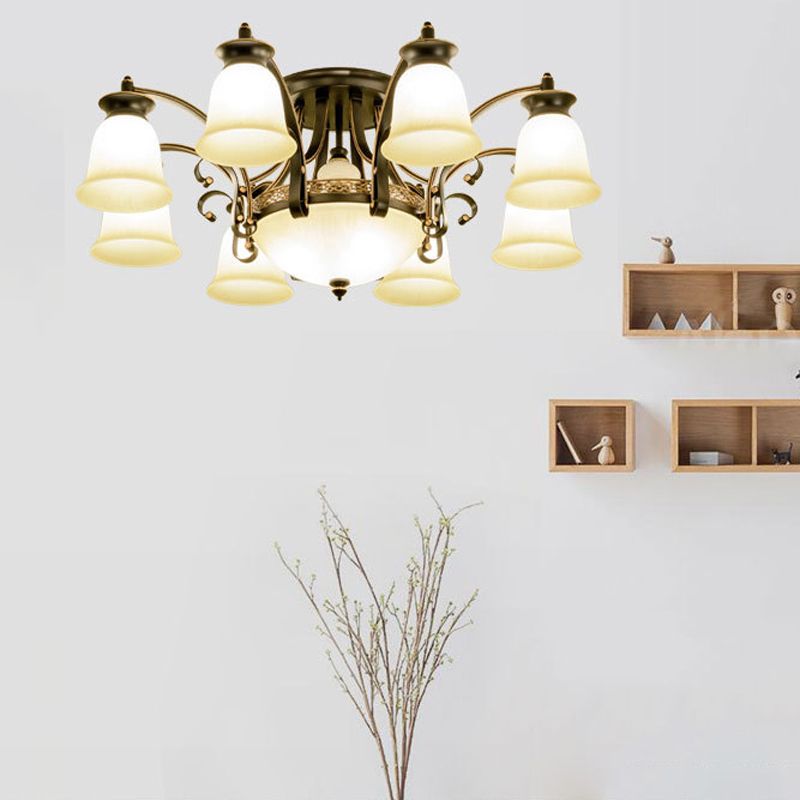Modern Style Cup Shape Flush Mount Glass Ceiling Light for Living Room