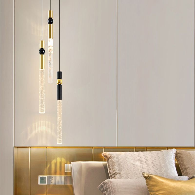 Tubular Crystal Drop Lamp Minimalistisch 1-licht LED-hanglamp Licht armatuur voor restaurant