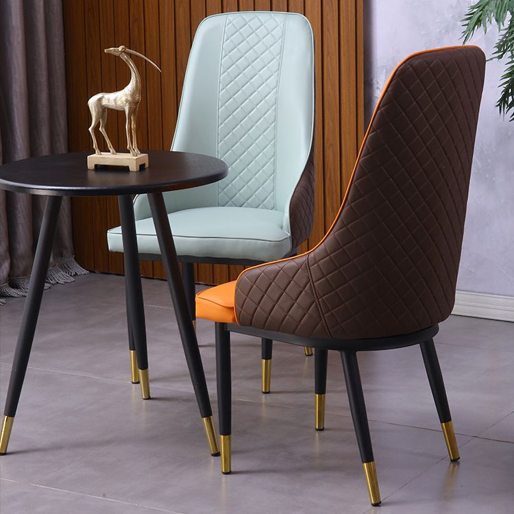 Minimalist Style Upholstered Side Chair Leather Dining Armless Chair for Home Use