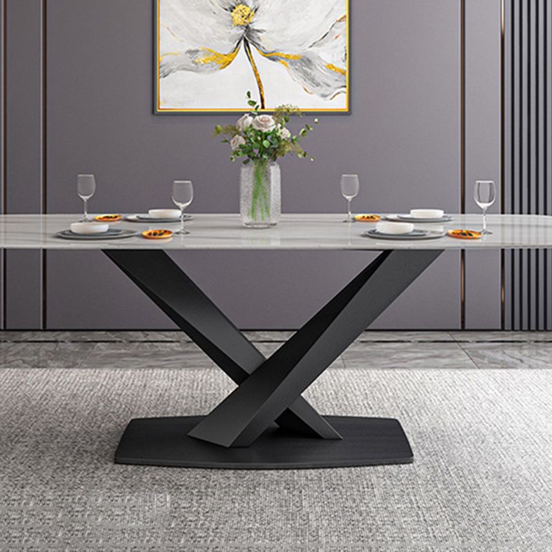 Modern Dining Table Stone Dining Room Dining Table with Metal Base