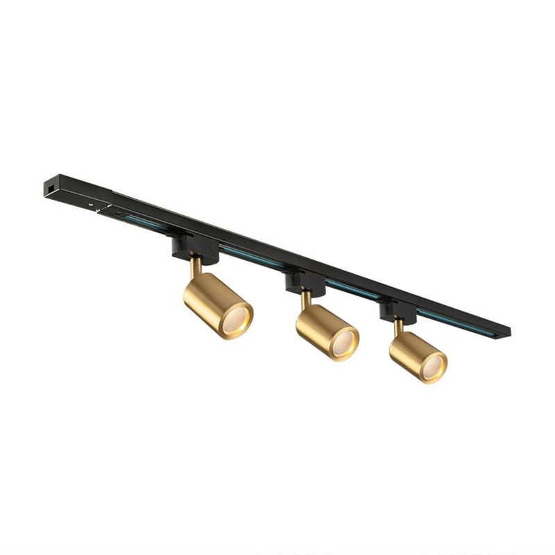 Tube LED Spotlight Track Lighting Postmodern Metal Black and Gold Semi-Flush Ceiling Light