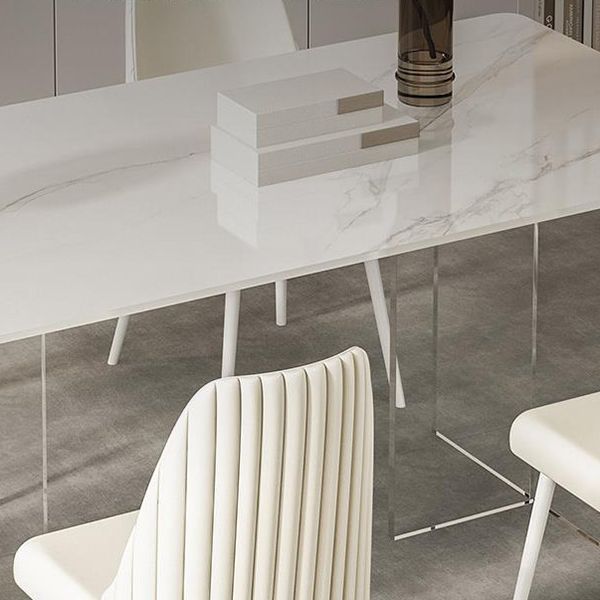 Modern Sintered Stone Dining Table Acrylic Dining Table with Double Pedestal Base