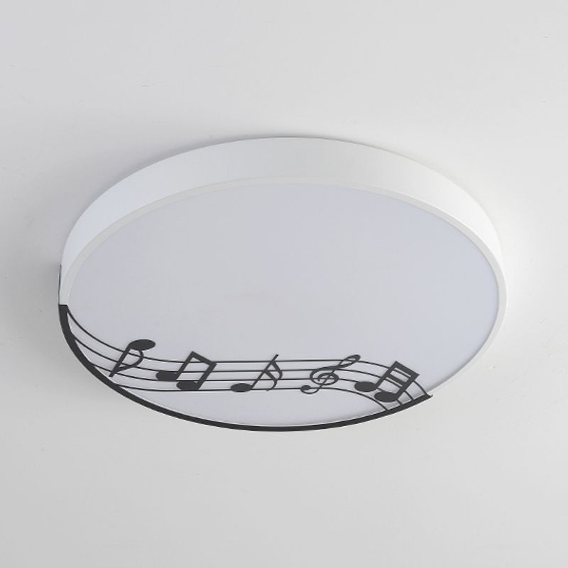 Macaron Disc Thin Ceiling Flush Mount Acrylic Bedroom LED Flushmount Lighting in Black/White with Rhythm Pattern