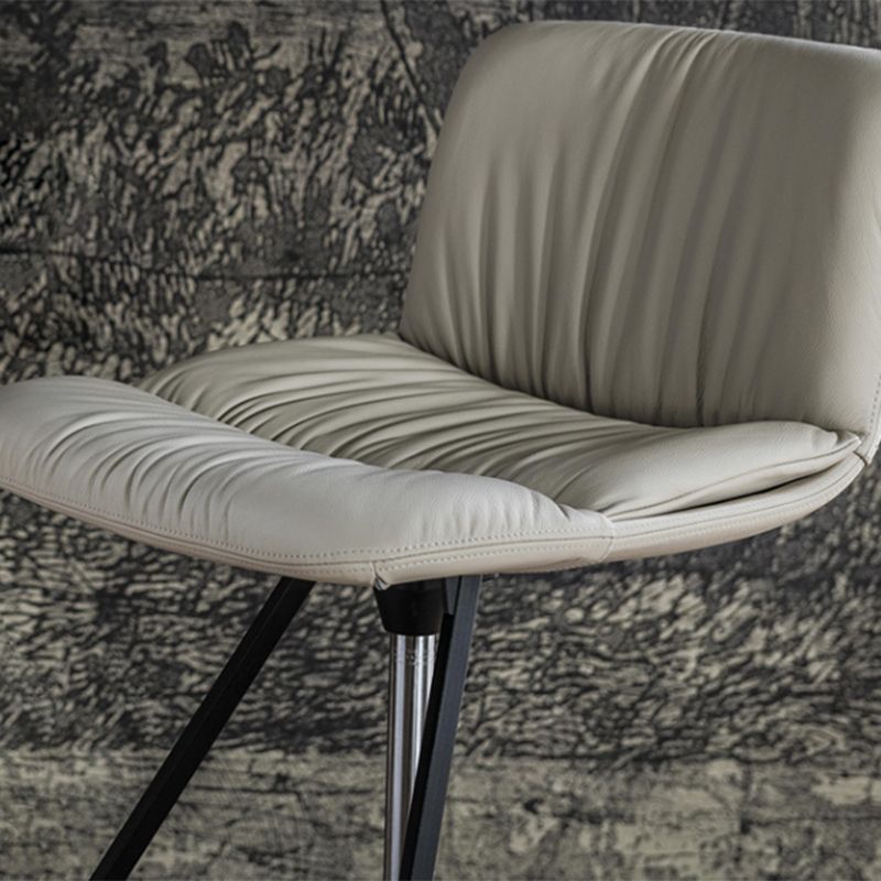 Industrial Armless Counter Stool Leather Adjustable Height Bar Stool for Indoor