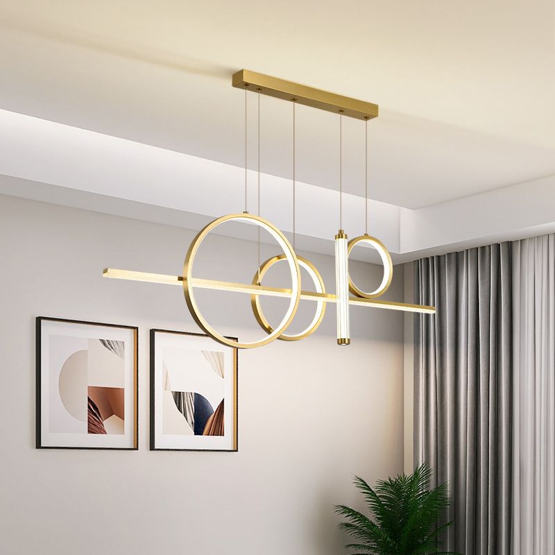 Multiple-Light Geometric Island Pendant Modern Metal Island Lighting for Dining Room