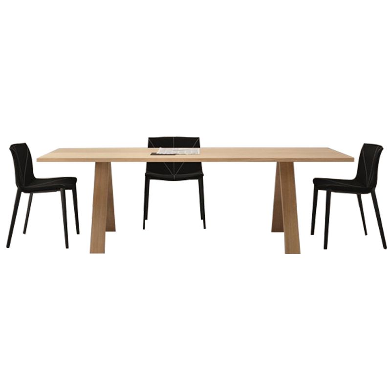 Solid Wood Contemporary Rectangular Table Wood Top Table for Dining Room and Kitchen