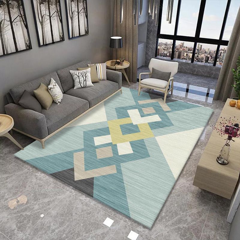 Apricot Simple Carpet Polyester Stripe Carpet Washable Carpet for Living Room