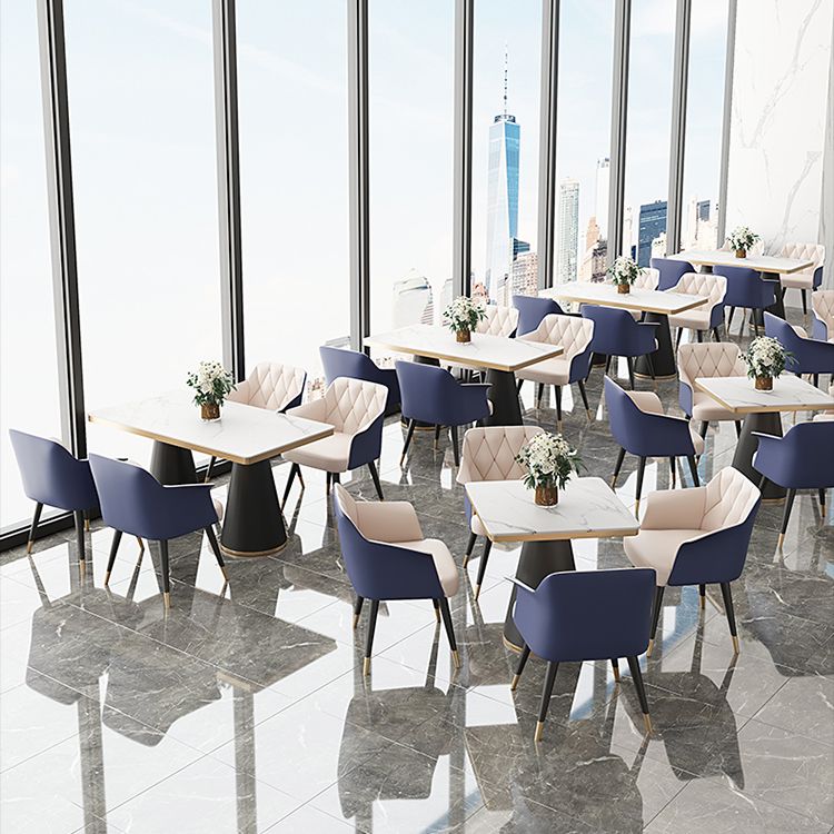 Sintered Stone Top Dining Table Traditional Luxury Dining Table with Metal Frame