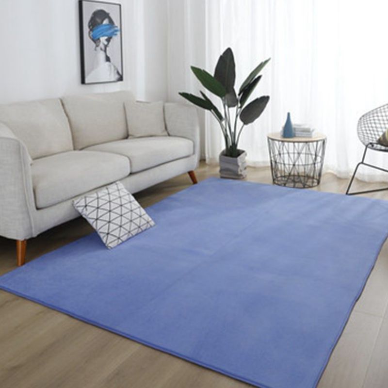 Tapis d'intérieur en Polyester de couleur unie, décontracté, lavable, pour la décoration de la maison, bleu