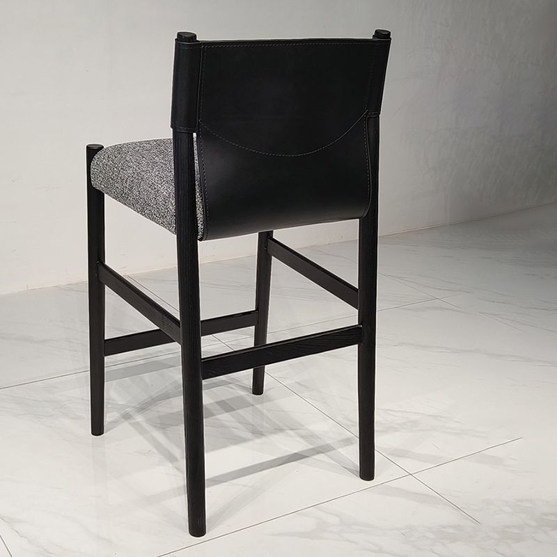 Contemporary 35.4-inch Armless Bar Stool with Solid Wood Base