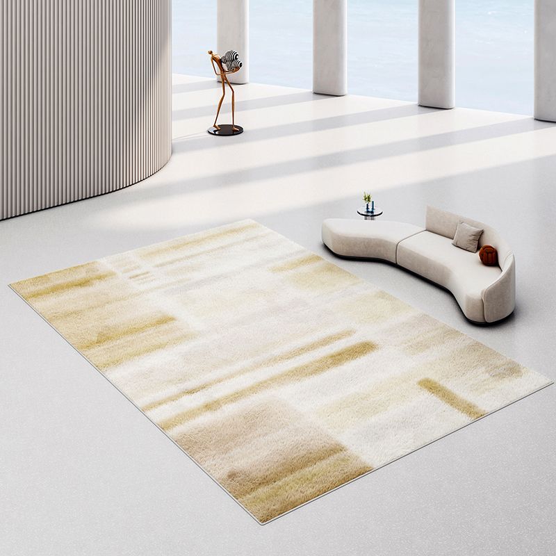 Modern Drawing Room Area Rug Khaki Polyester Area Carpet Non-Slip Backing Area Rug