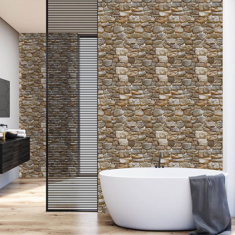 Pebblestone Adhesive Wallpaper Roll in Brown Industrial Wall Art for Living Room