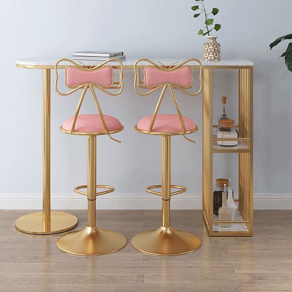 Glam Style Bar Table Faux Marble Double pedestal Bar Dining Table with Storage